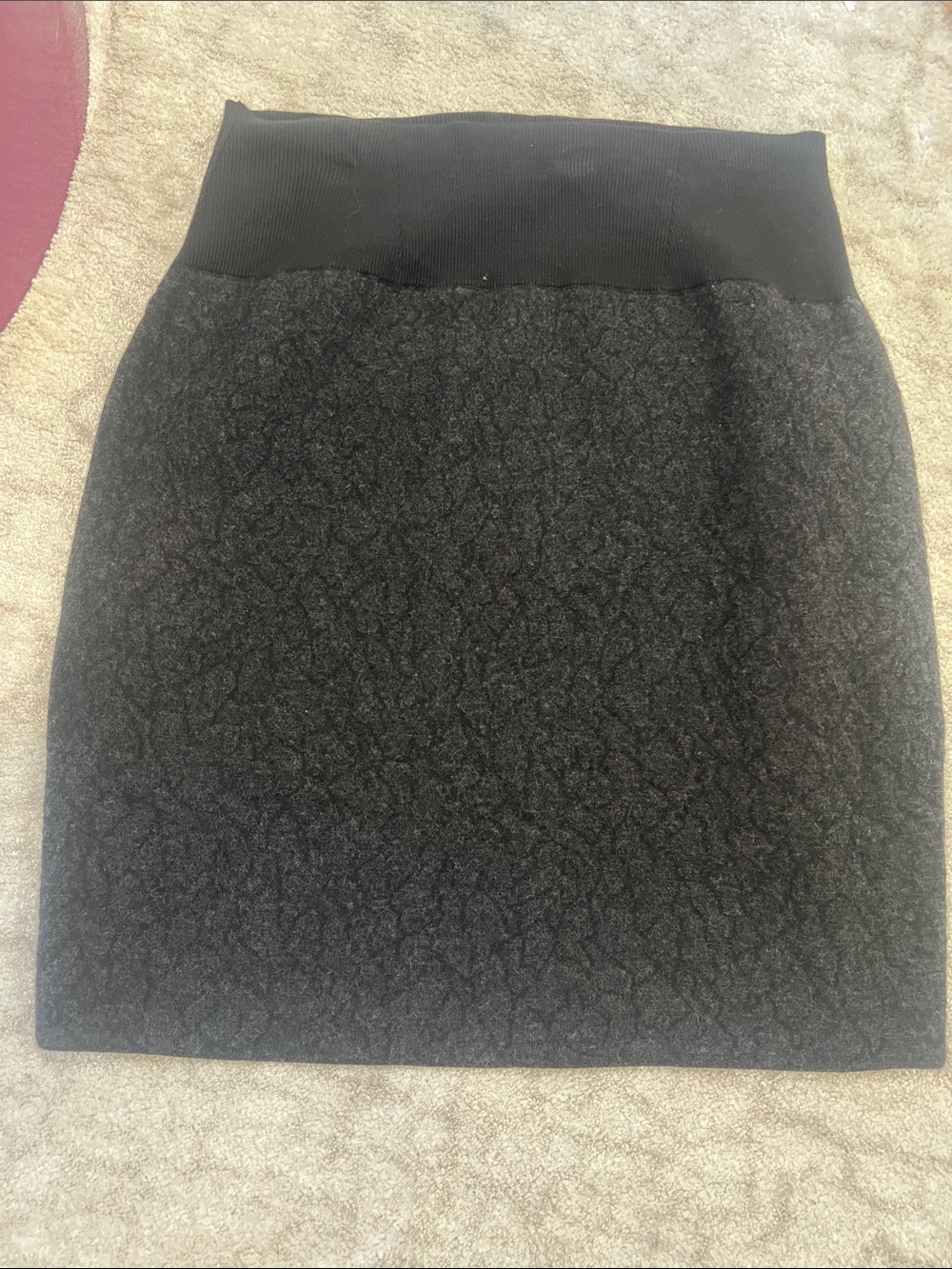 Eileen Fisher Black Textured wool Knit Pencil Skirt
